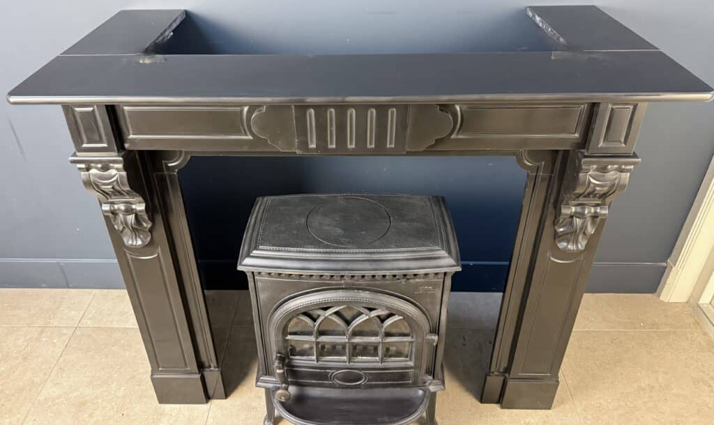 Extra-Deep Antique Circular Fireplace in Black Marble