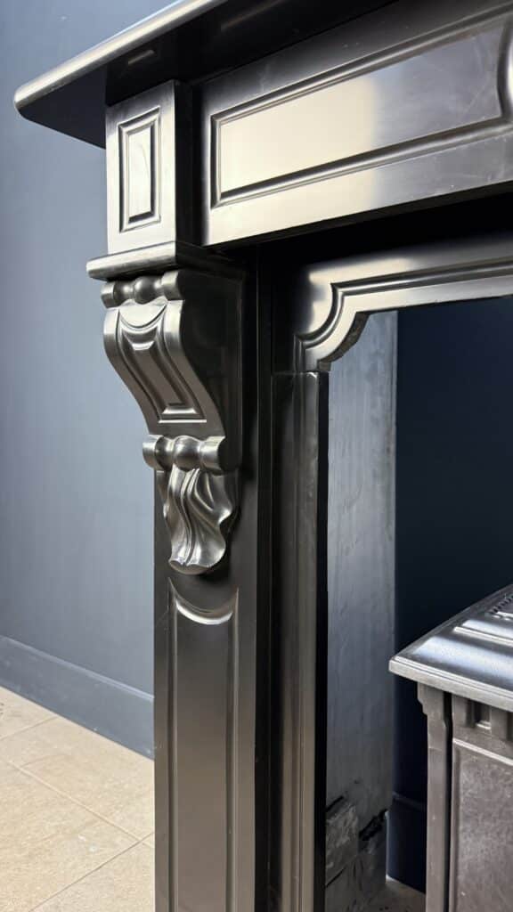 Extra-Deep Antique Circular Fireplace in Black Marble