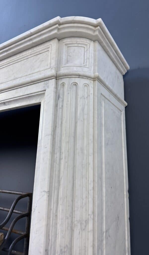 Chic French Antique Front Fireplace with Round Consoles