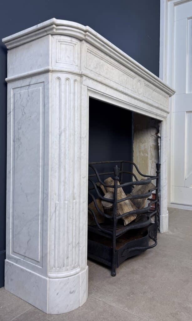 Chic French Antique Front Fireplace with Round Consoles