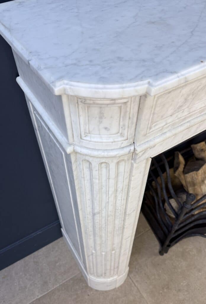 Chic French Antique Front Fireplace with Round Consoles