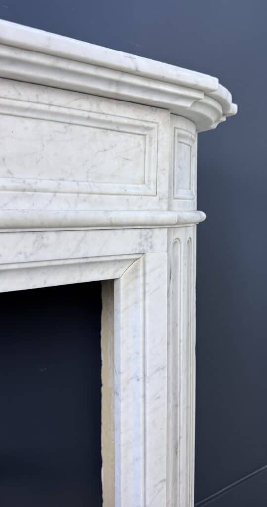 Chic French Antique Front Fireplace with Round Consoles