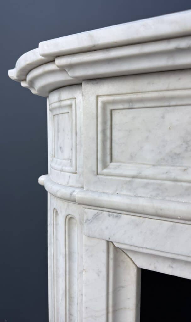 Chic French Antique Front Fireplace with Round Consoles