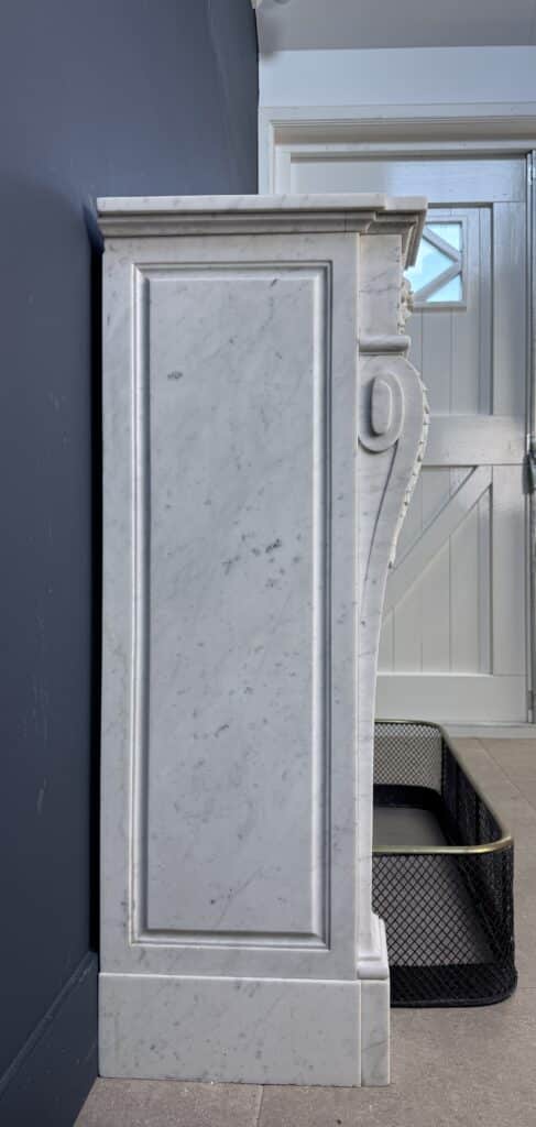 Elegant French Carrara Marble Front Fireplace with Beading (reserved)