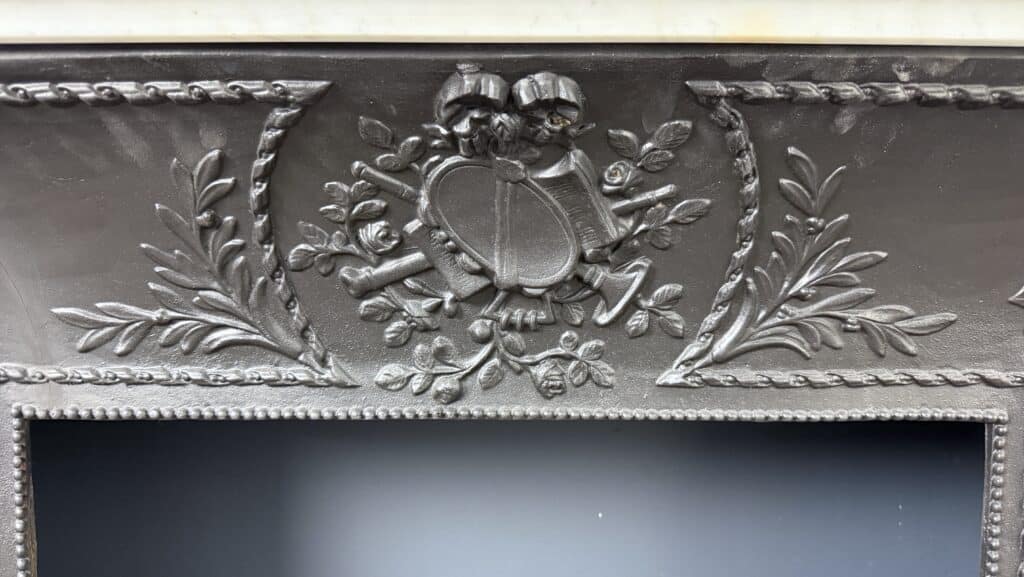 Elegant French Carrara Marble Front Fireplace with Beading (reserved)
