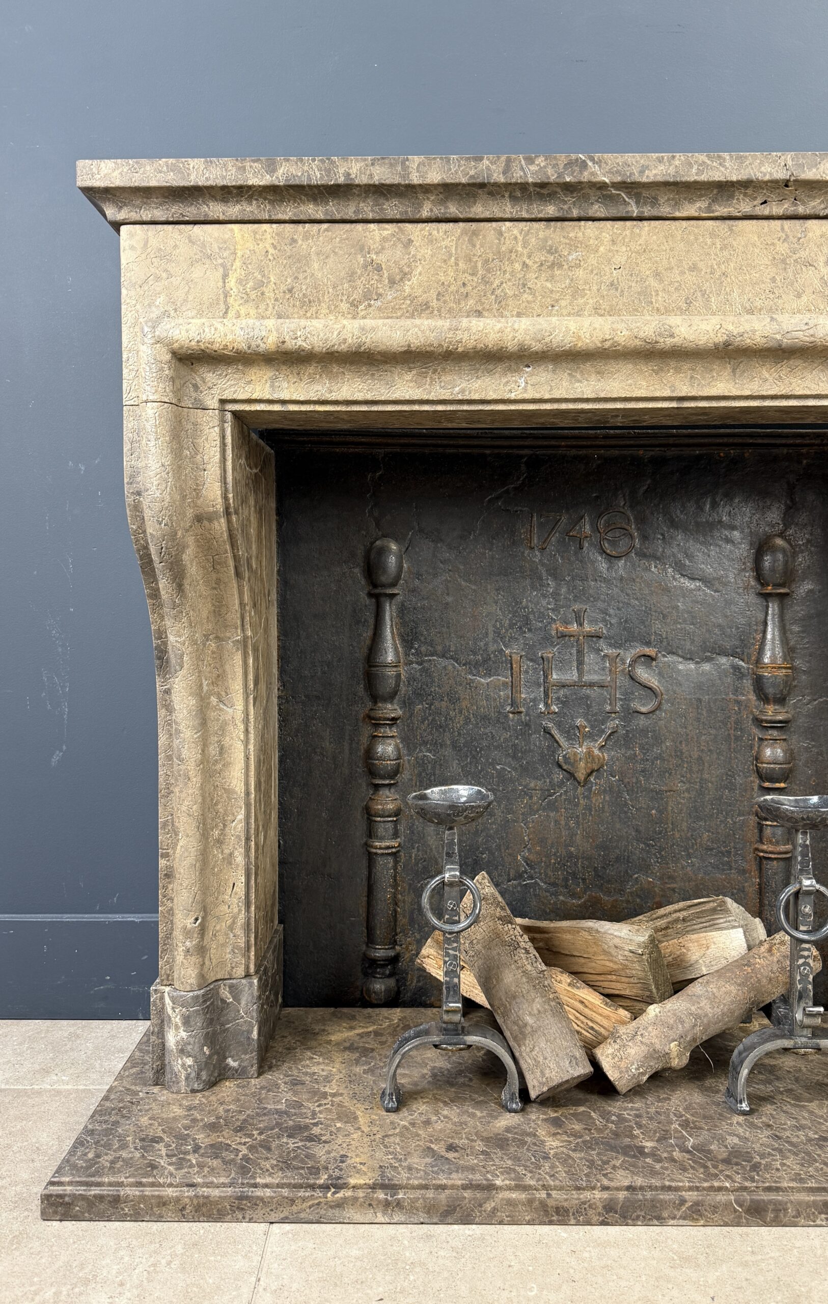 Antieke Franse Landelijke Schouw Kasteelstijl Lederlook Natuursteen