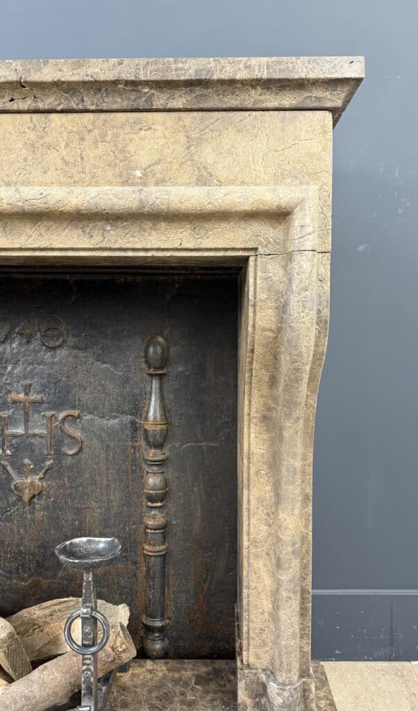 Antique French Country Fireplace, Château Style, Leather-Look Natural Stone