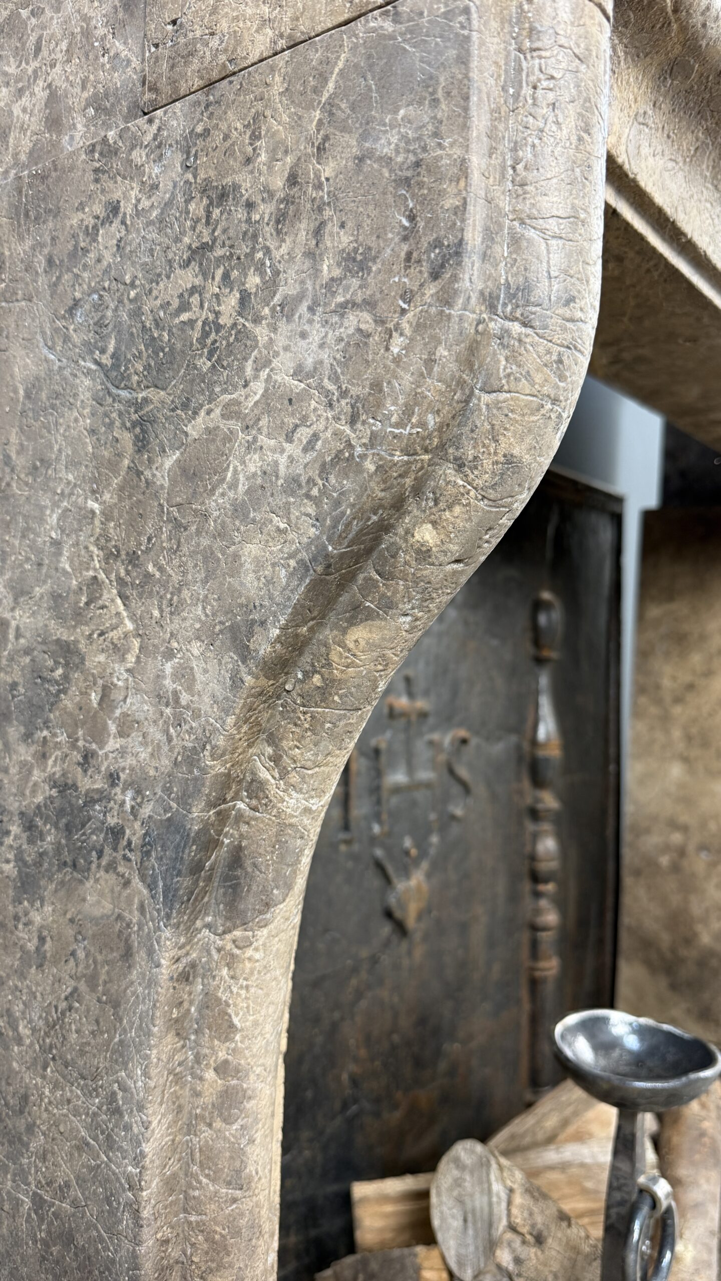 Antieke Franse Landelijke Schouw Kasteelstijl Lederlook Natuursteen