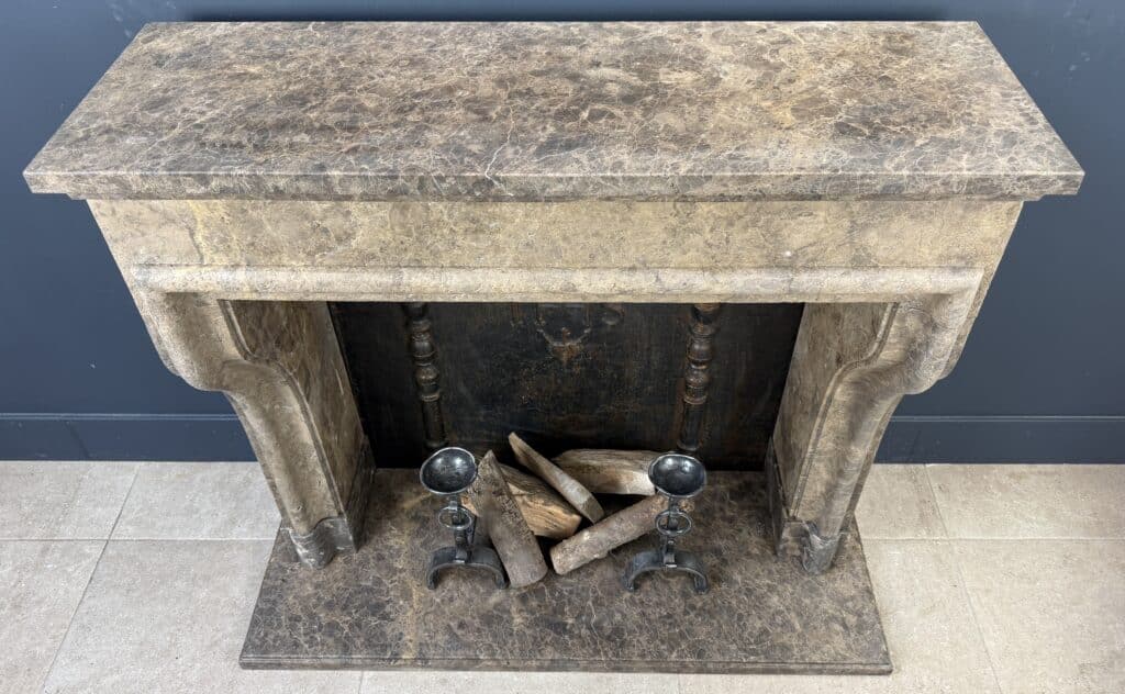Antique French Country Fireplace, Château Style, Leather-Look Natural Stone