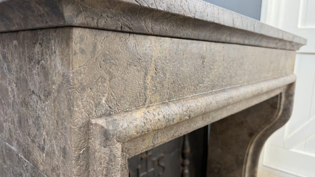 Antique French Country Fireplace, Château Style, Leather-Look Natural Stone