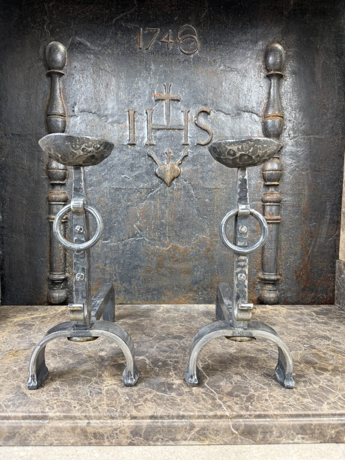 Set of Antique Cast-Iron Andirons