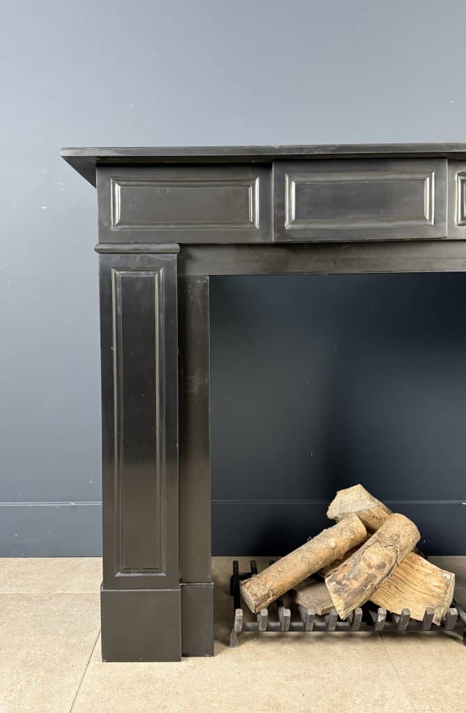 Antique Circular Fireplace in Noir de Mazy Black Marble
