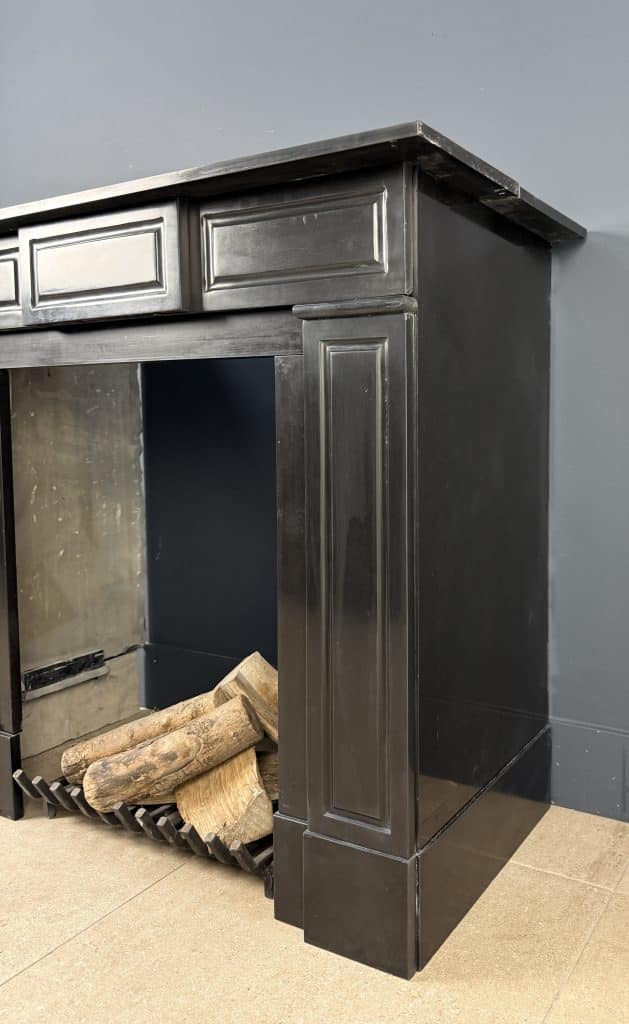 Antique Circular Fireplace in Noir de Mazy Black Marble