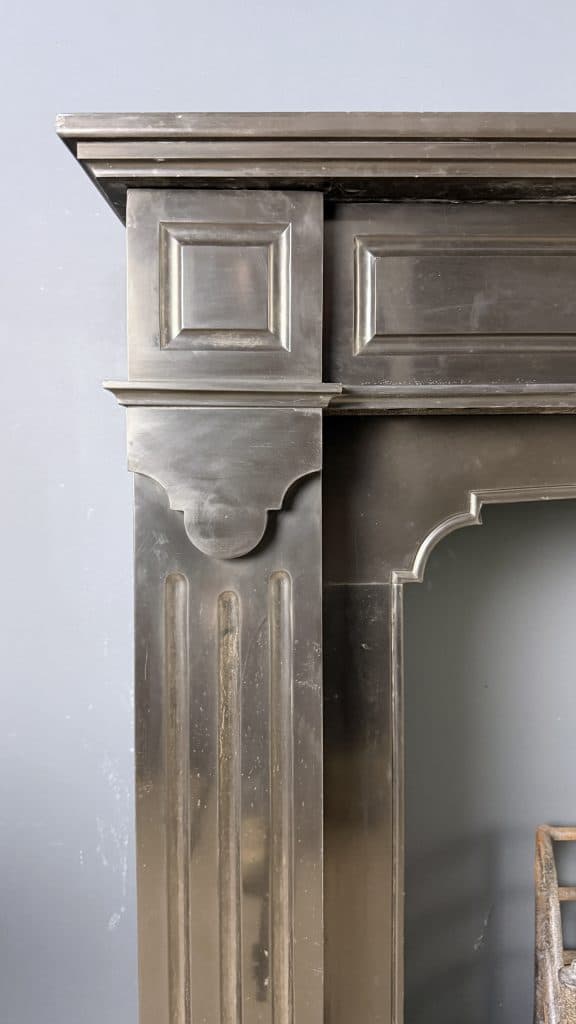 Antique Front Fireplace in Black Marble with Layered Mantel Shelf