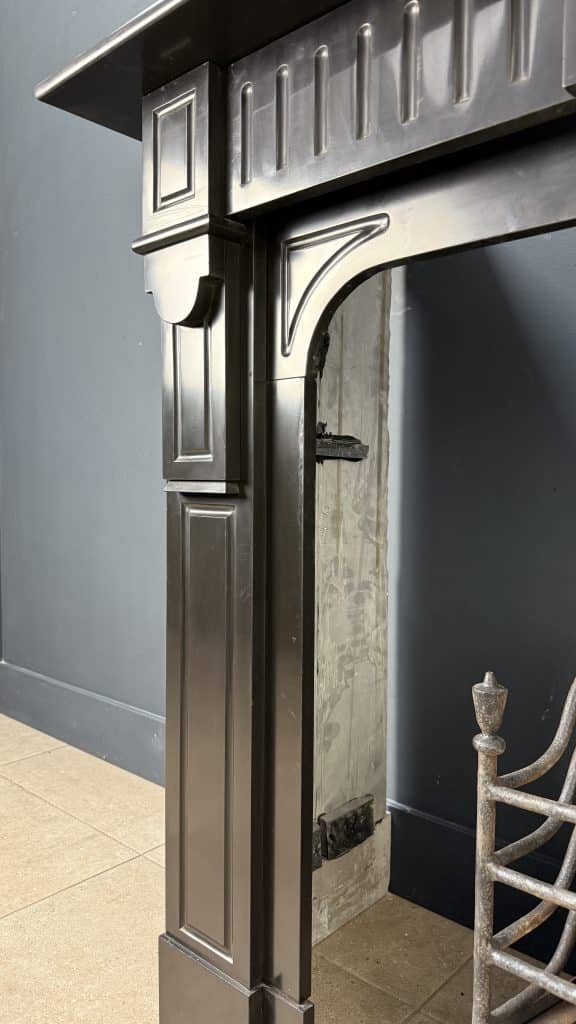 Antique Circular Fireplace in Black Marble, Suitable for a Wood Stove