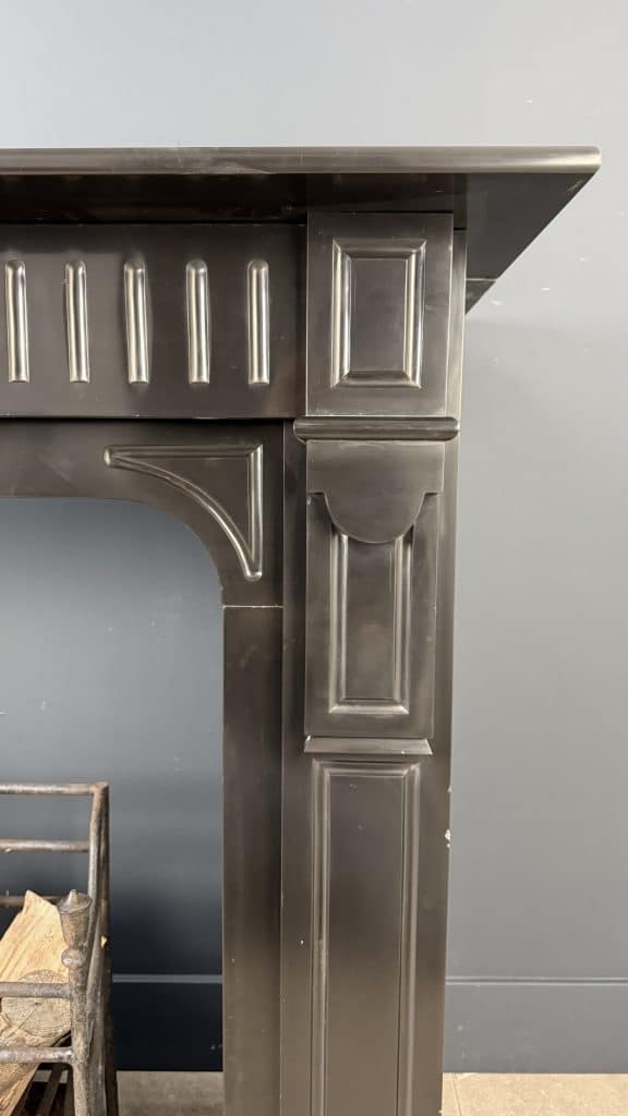 Antique Circular Fireplace in Black Marble, Suitable for a Wood Stove