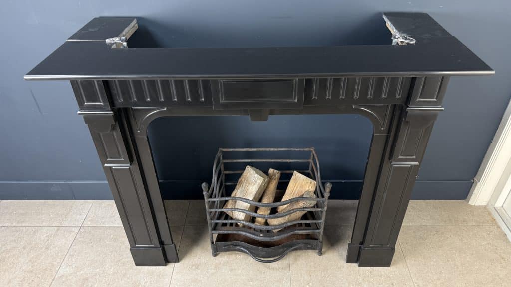 Antique Circular Fireplace in Black Marble, Suitable for a Wood Stove