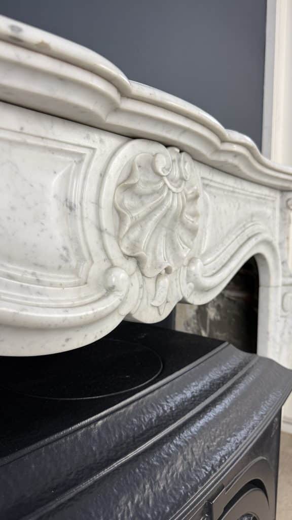 Carrara Marmeren Antieke Schouw in Franse Stijl