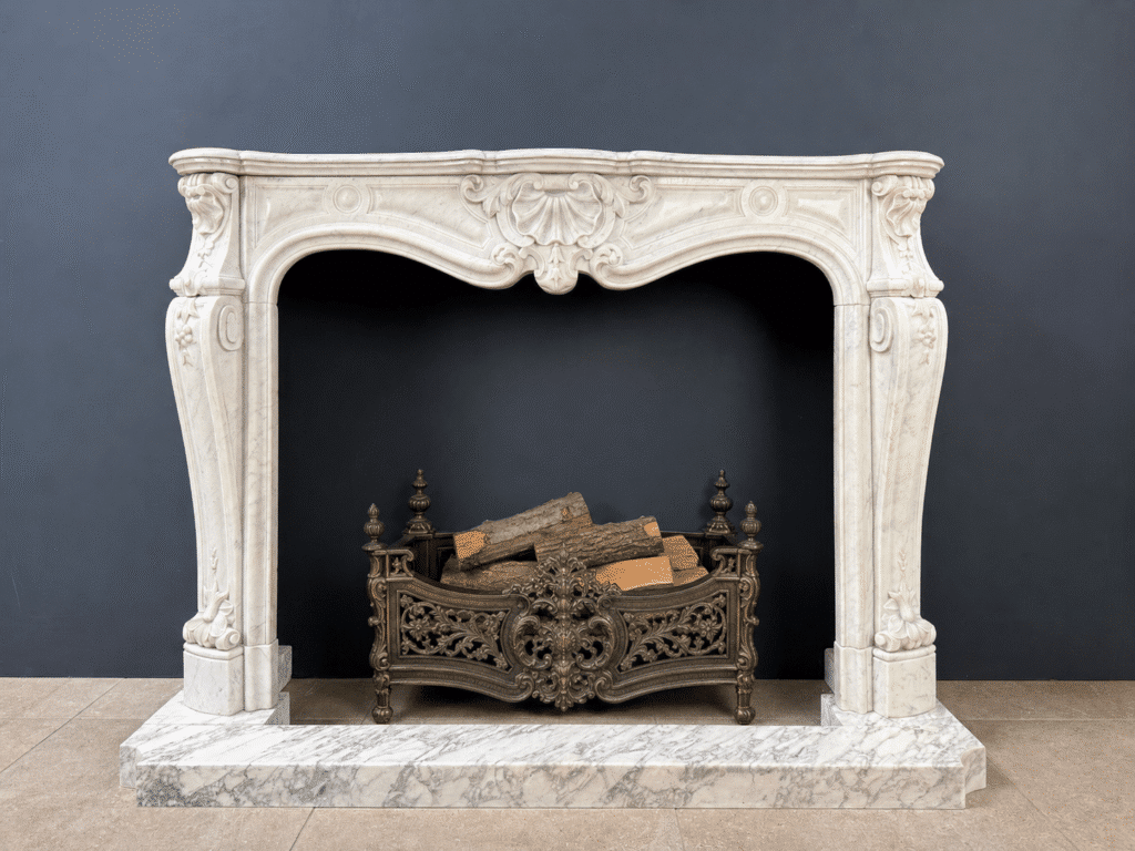 Luxe Franse Front Schelpschouw in Wit Carrara Marmer