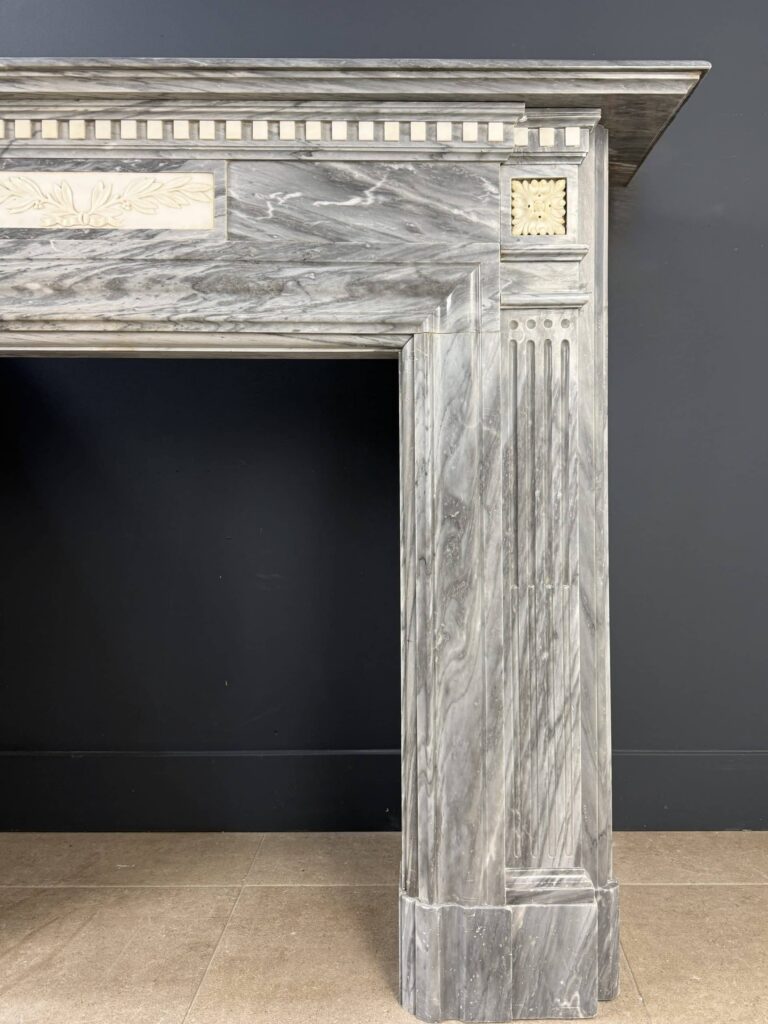 Antique Louis XVI Circular Fireplace in Grey Bardiglio Marble