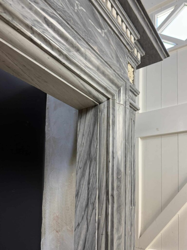 Antique Louis XVI Circular Fireplace in Grey Bardiglio Marble